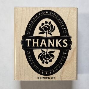 Stampin' Up! Thanks With Flower Design - Wood Mounted Rubber Craft Stamp